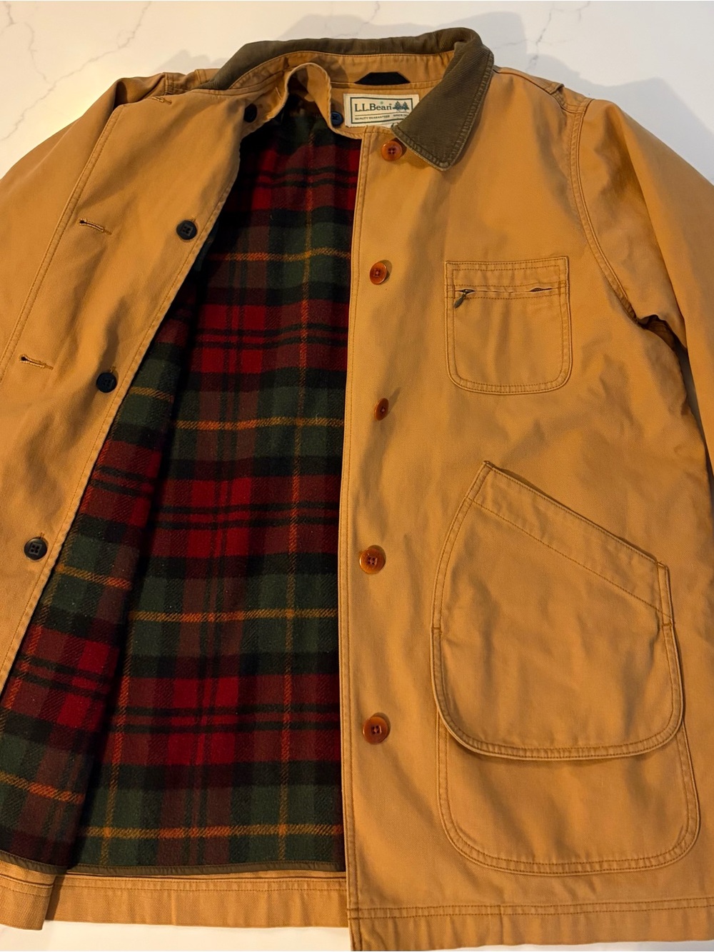VTG LL Bean 1X Women’s Canvas
Adirondack Barn Jacket Wool Lined Gold Like New